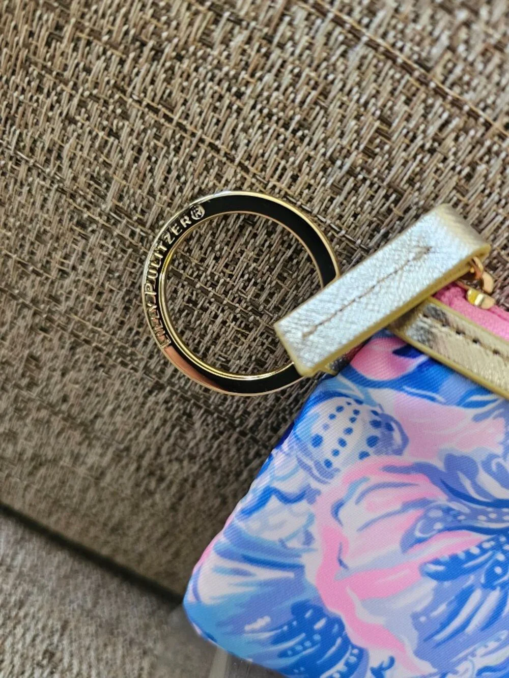 NWT Lilly Pulitzer Floral ID Case Coin Purse Keychain Blue Pink